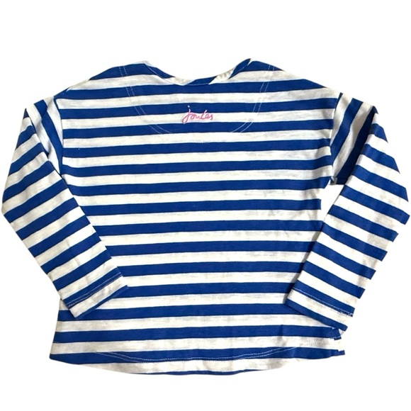 Joules Girls Size 5Y Blue White Striped Long Sleeve Top Shooting Star Appliqué - Picture 3 of 8